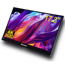 Verbatim PMT-17-4K Monitor Portátil Táctil 17.3" 4K Ultra HD IPS, Pantalla USB-C con Puerto HDMI, Compatible con PC, Mac, Android, Nintendo Switch, PS5, Xbox, Negro